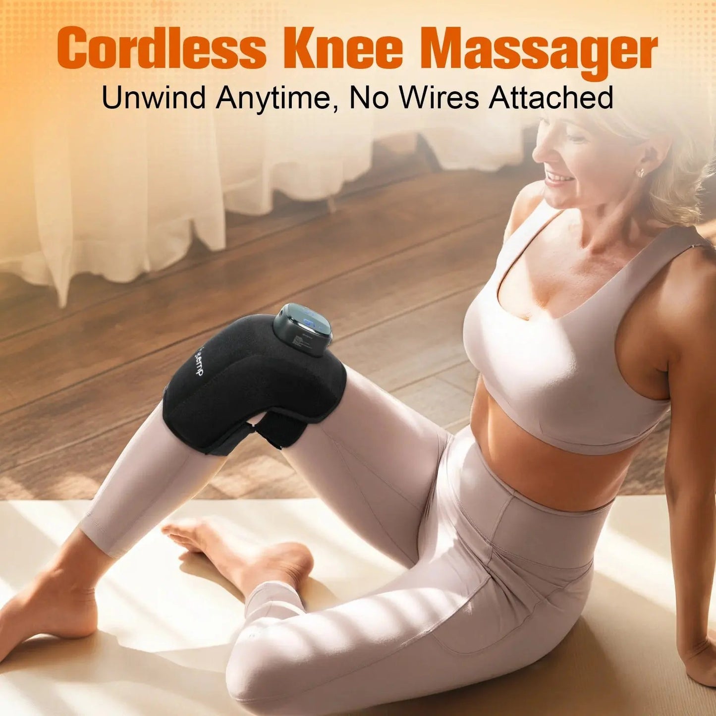 Cordless Knee Massager with Heat Therapy, 9 Heat Settings, 5 Vibration Modes, and App Control for Enhanced Pain Relief