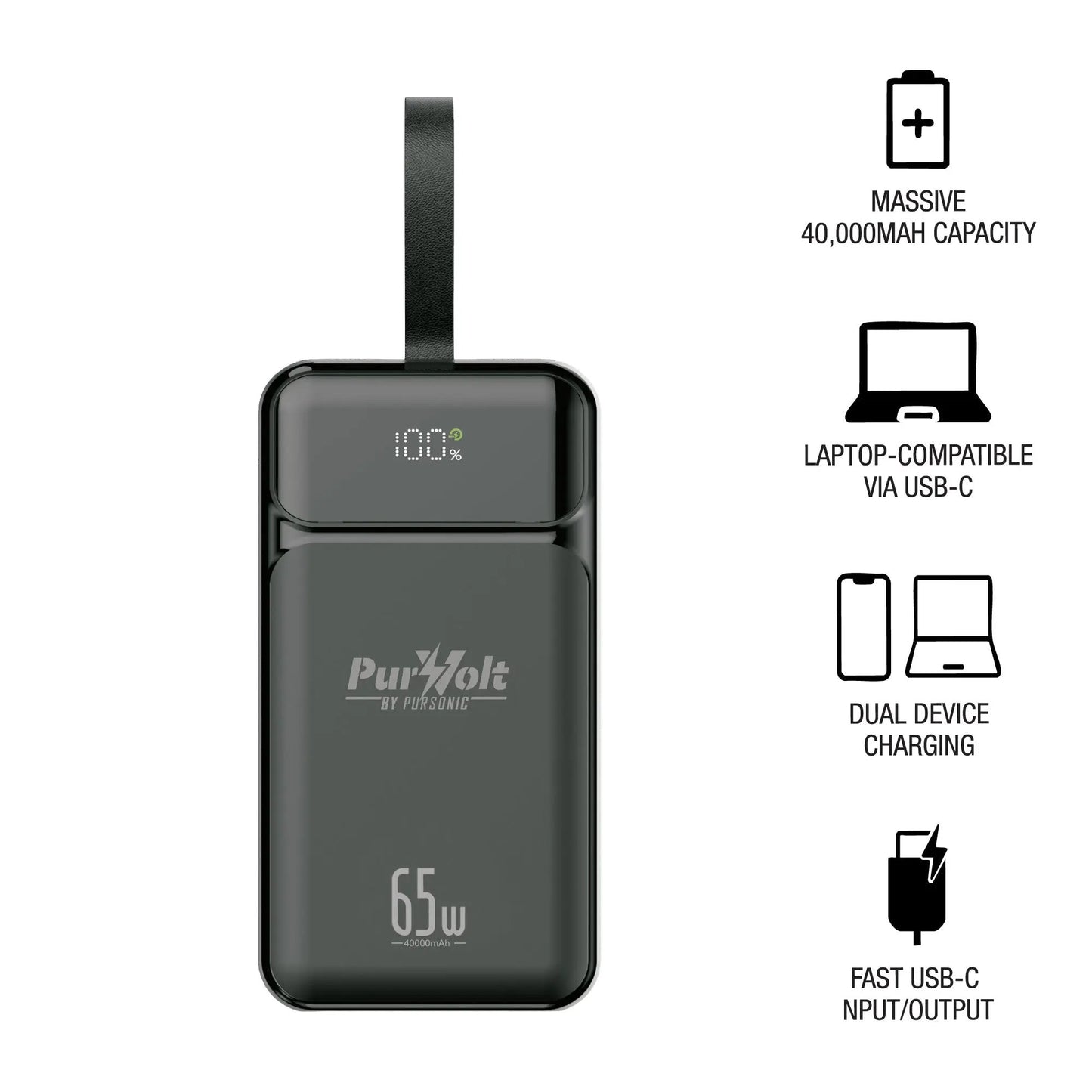 PurVolt 40,000mAh Ultra High-Capacity Power Bank – Powering Laptops, Phones & Beyond - Ladjyanoo