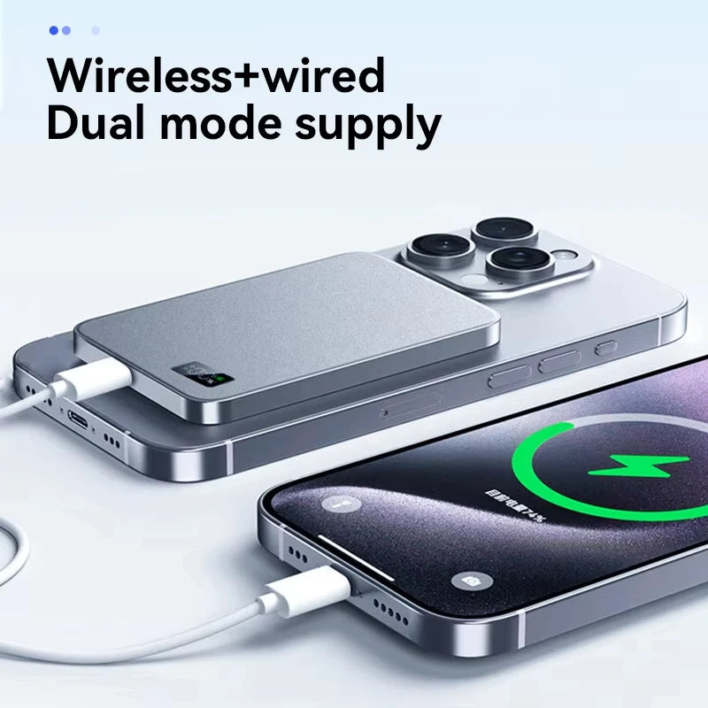 10000Mah Thin Magnetic Wireless Power Bank PD25W Fast Charging Portable External Battery 5000Mah Magnetic for Iphone Samsung