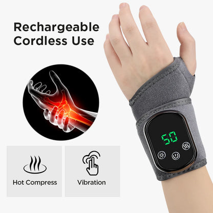 Electric Heating Wrist Massager 5 Levels Hot Compress 3 Levels Vibration Massage Hand Protector Rechargeable Heating Wristband