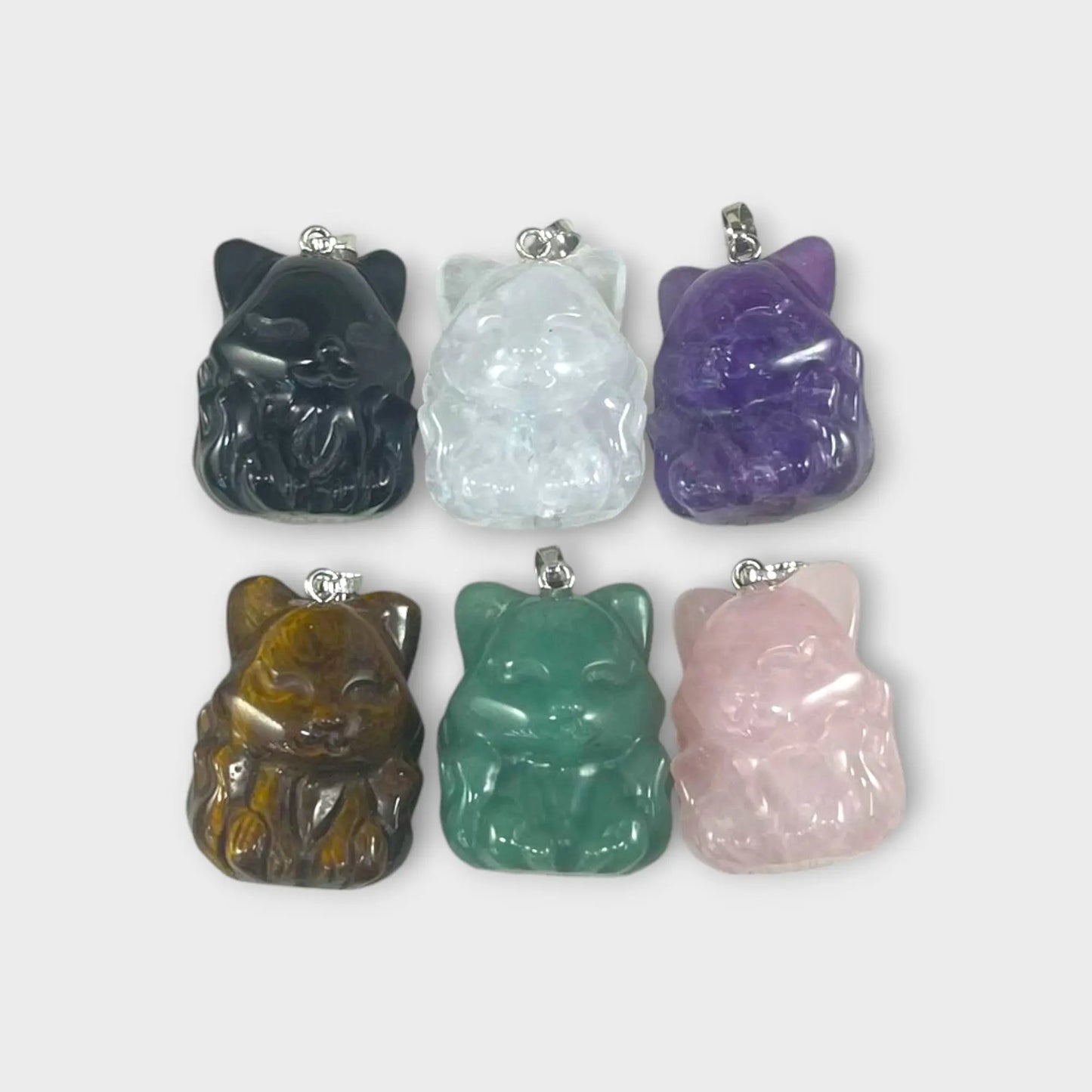 9 Tail Fox, Gemstone Pendants, 23x31mm (1pc) - Ladjyanoo