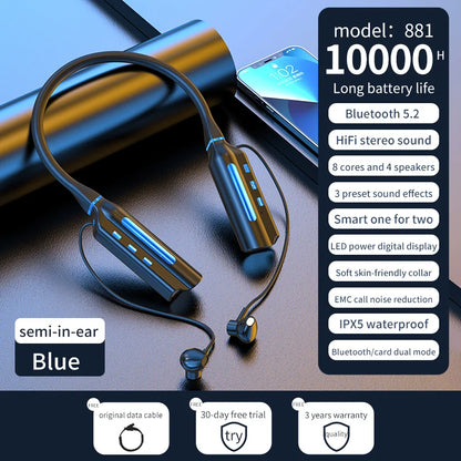 10000Mah 10000Hours Playback Wireless Bluetooth Earphones Magnetic Sports Running Headset Neckband Sport Earbuds Noise Reduction