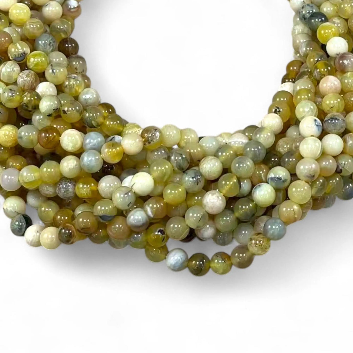 Dendritic Yellow Opal Round 6mm 8mm - Ladjyanoo