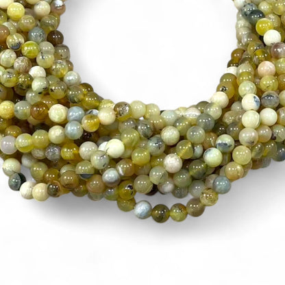 Dendritic Yellow Opal Round 6mm 8mm - Ladjyanoo