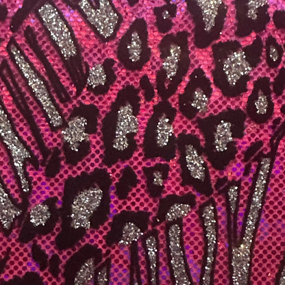 Cheetah Metallic Flocking Hologram Glitter Fabric in Nylon Spandex | Spandex Palace - Ladjyanoo