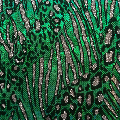 Cheetah Metallic Flocking Hologram Glitter Fabric in Nylon Spandex | Spandex Palace - Ladjyanoo