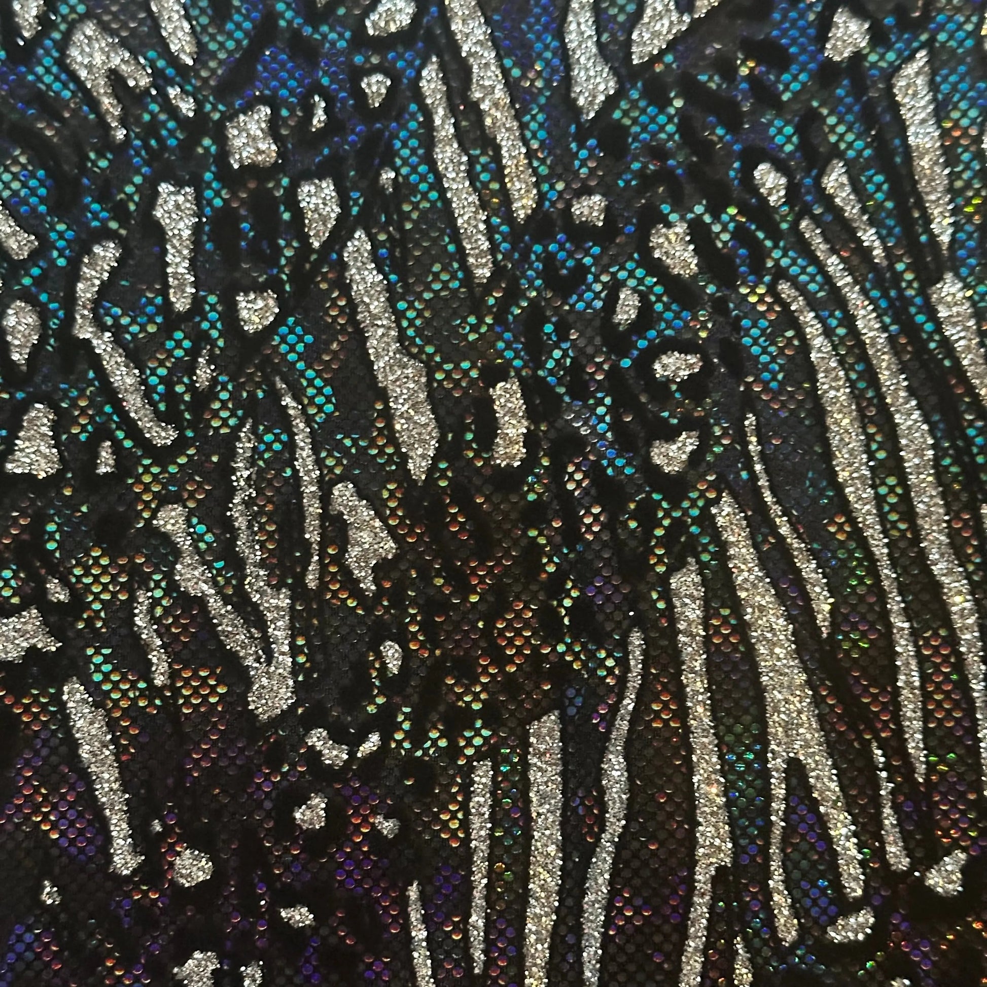 Cheetah Metallic Flocking Hologram Glitter Fabric in Nylon Spandex | Spandex Palace - Ladjyanoo