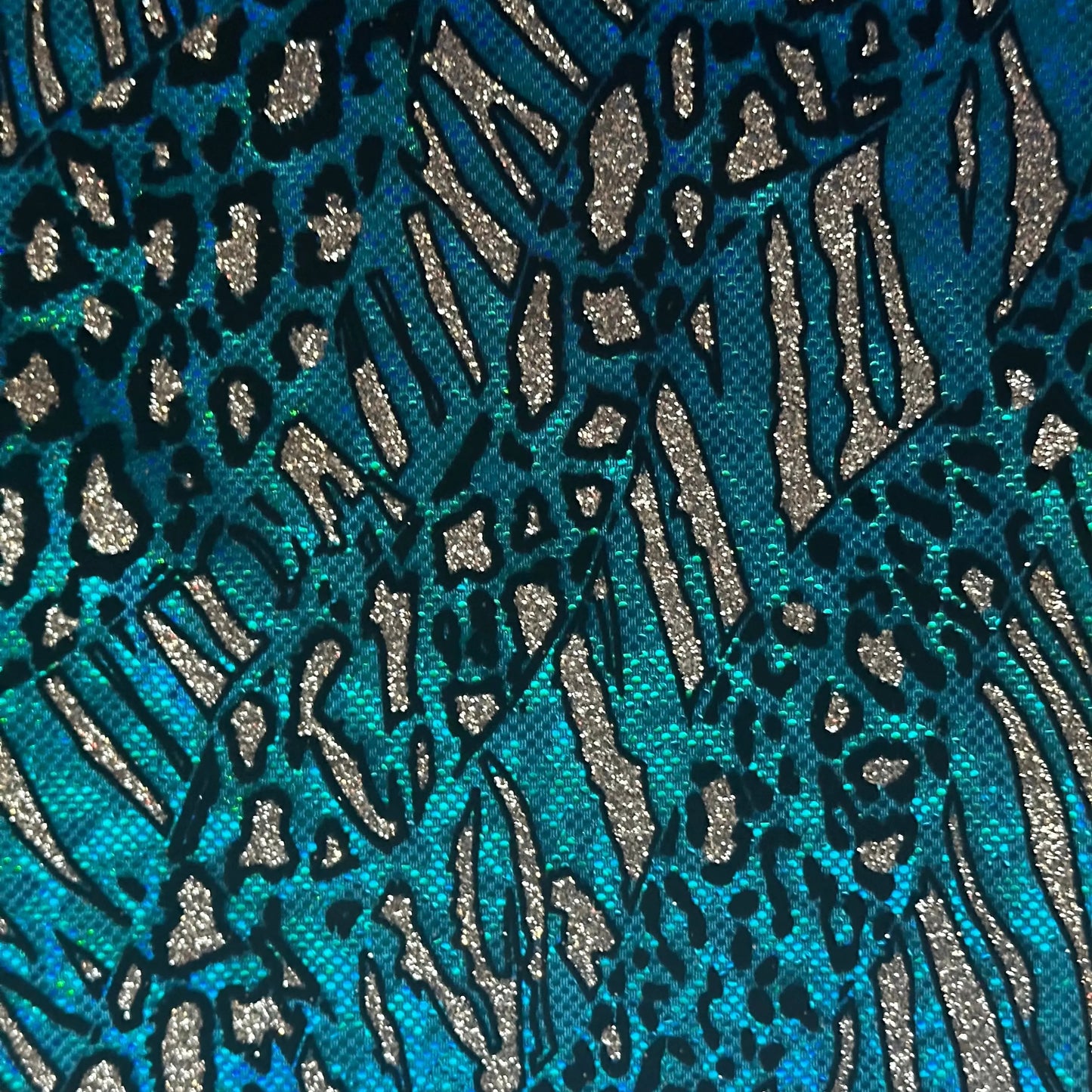 Cheetah Metallic Flocking Hologram Glitter Fabric in Nylon Spandex | Spandex Palace - Ladjyanoo