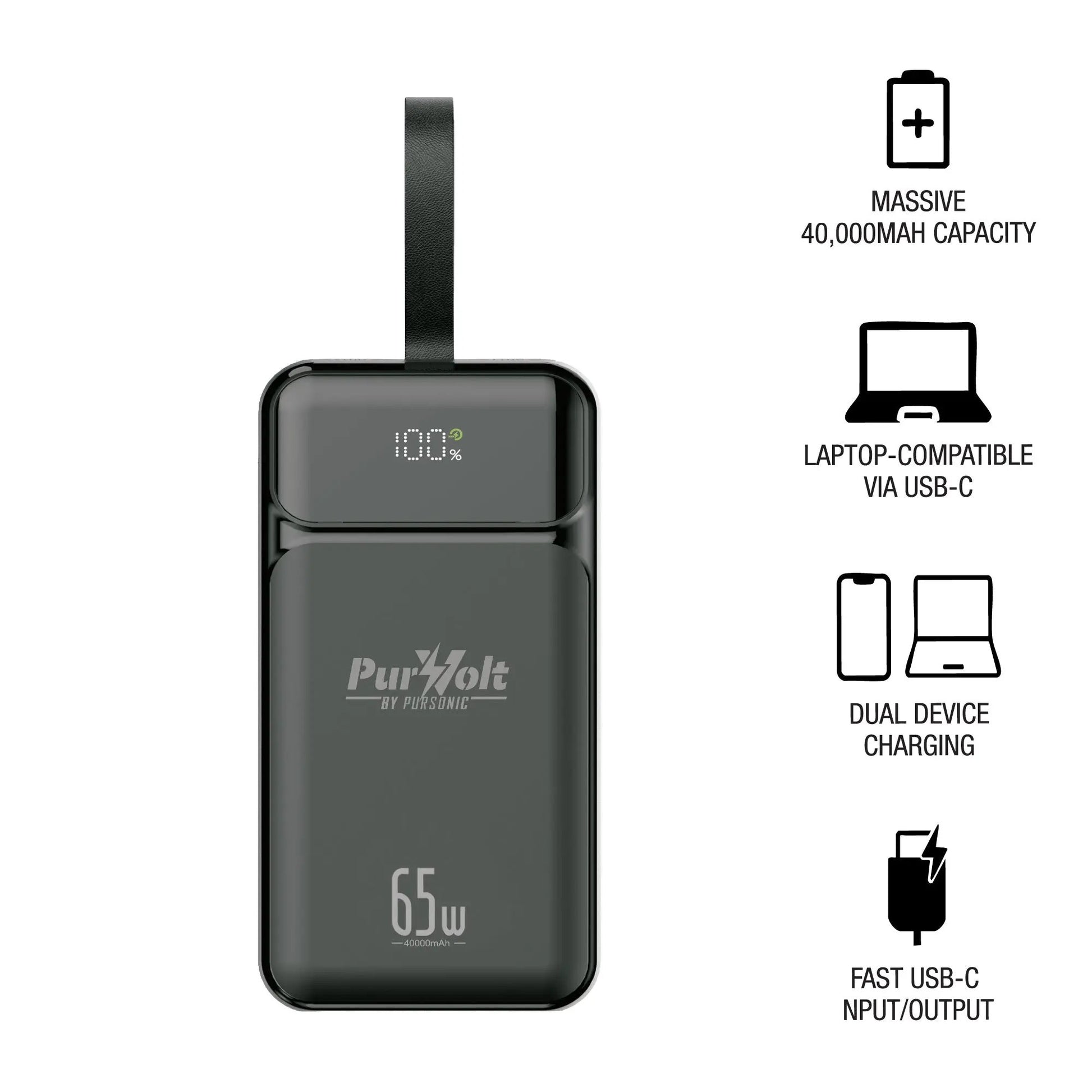 PurVolt 40,000mAh Ultra High-Capacity Power Bank – Powering Laptops, Phones & Beyond - Ladjyanoo