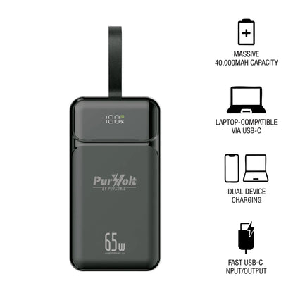 PurVolt 40,000mAh Ultra High-Capacity Power Bank – Powering Laptops, Phones & Beyond - Ladjyanoo
