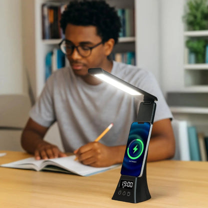 Pursonic 3-in-1 LED Desk Lamp with Wireless Charger and Alarm Clock – Sleek, Smart, and Space-Saving - Ladjyanoo