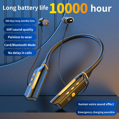 10000Mah 10000Hours Playback Wireless Bluetooth Earphones Magnetic Sports Running Headset Neckband Sport Earbuds Noise Reduction