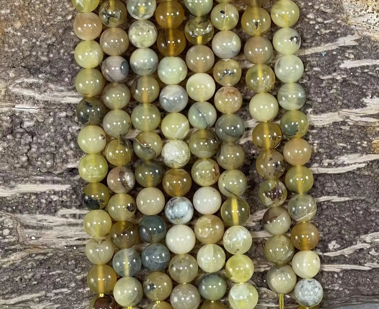 Dendritic Yellow Opal Round 6mm 8mm - Ladjyanoo