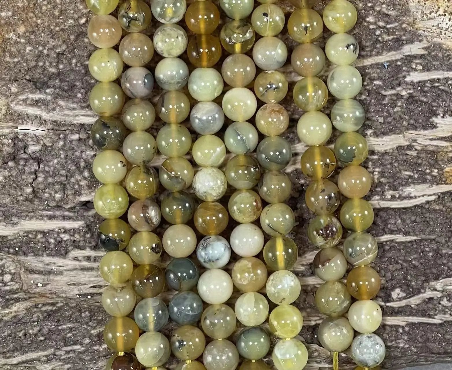 Dendritic Yellow Opal Round 6mm 8mm - Ladjyanoo