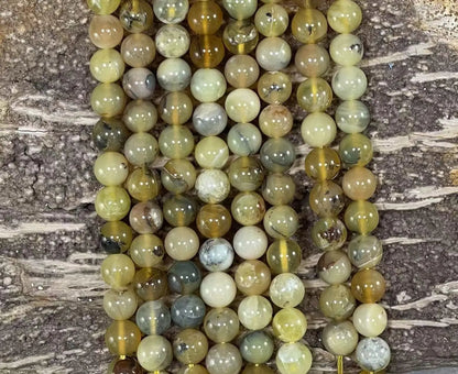 Dendritic Yellow Opal Round 6mm 8mm - Ladjyanoo