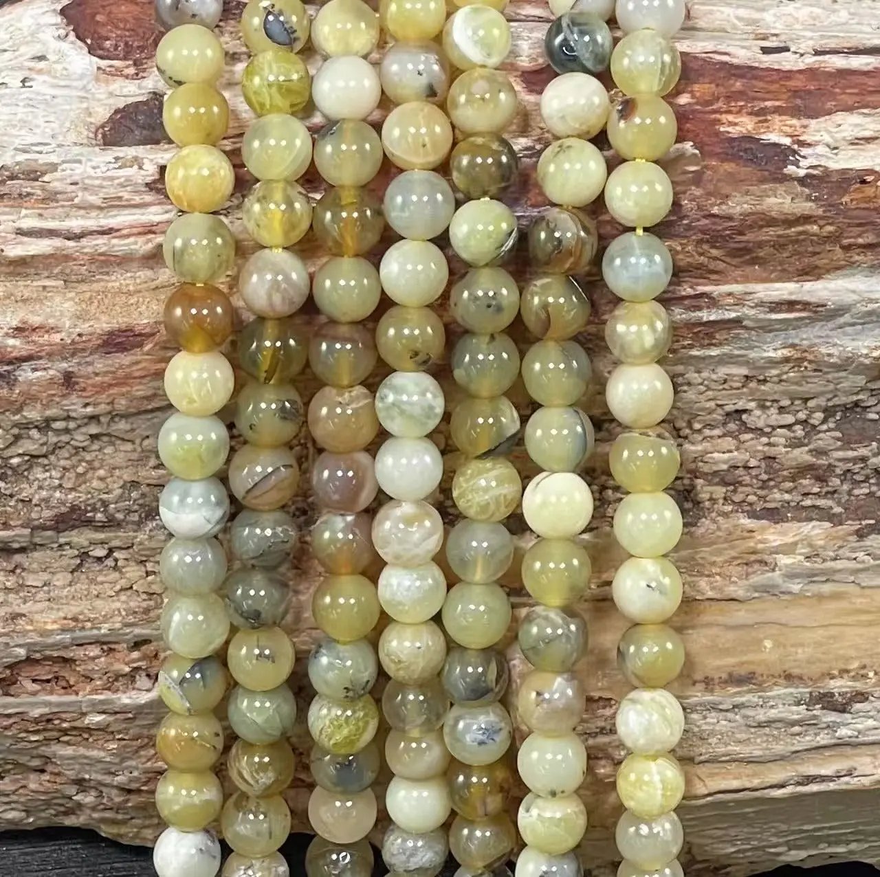 Dendritic Yellow Opal Round 6mm 8mm - Ladjyanoo