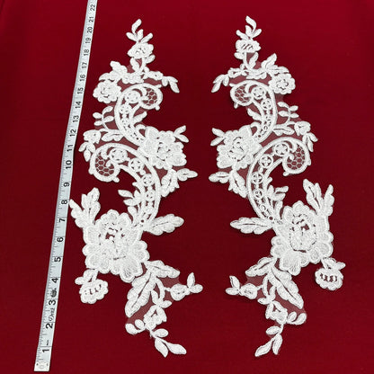 Corded Floral Lace Applique Embellishment for Bridal, Quinceañera Gown, Dance | Lace USA - 96434W - Ladjyanoo