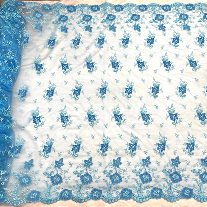 Corded Bridal Lace Fabric Embroidered on 100% Polyester Net Mesh | Lace USA - 97188W - Ladjyanoo