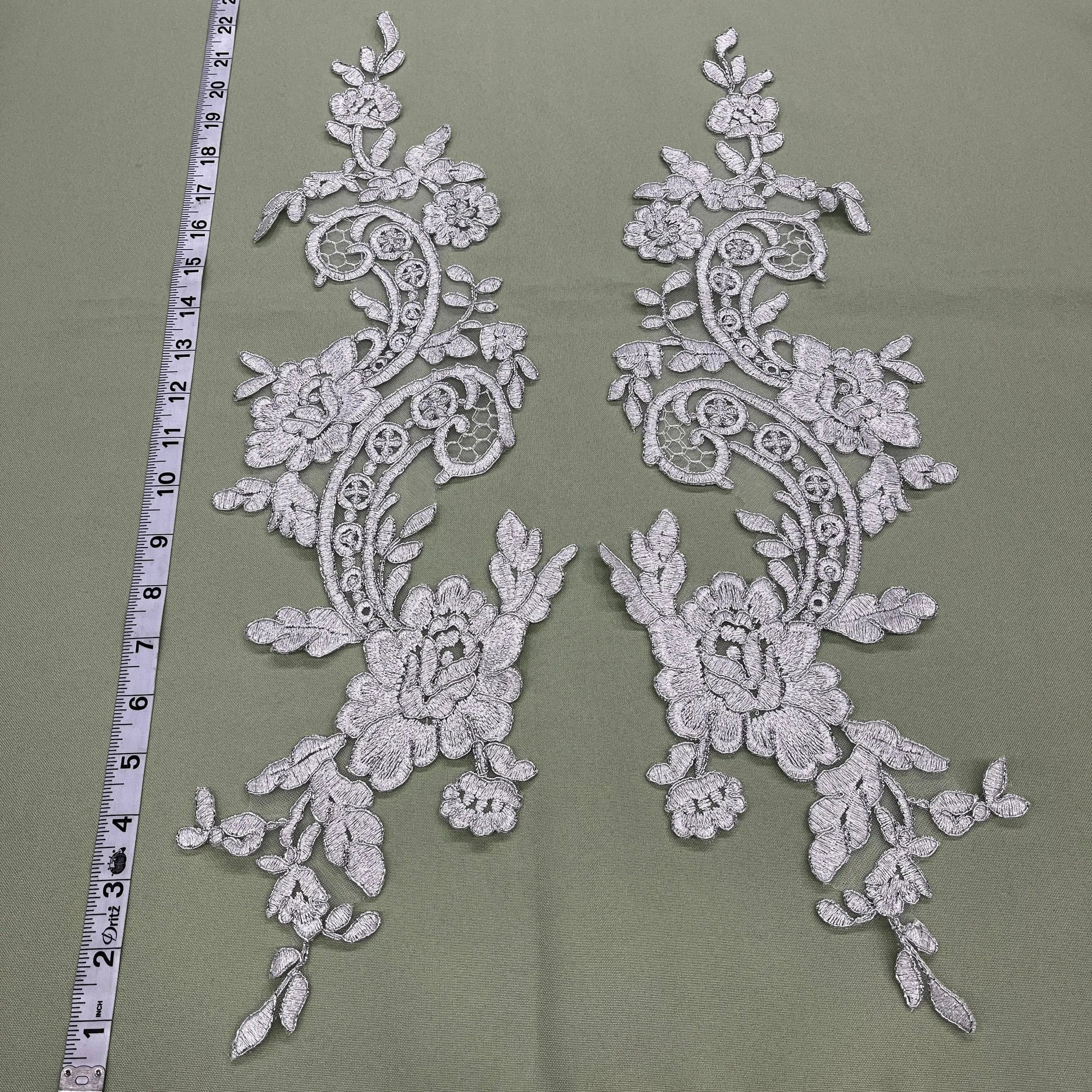 Corded Floral Lace Applique Embellishment for Bridal, Quinceañera Gown, Dance | Lace USA - 96434W - Ladjyanoo