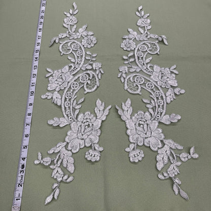 Corded Floral Lace Applique Embellishment for Bridal, Quinceañera Gown, Dance | Lace USA - 96434W - Ladjyanoo