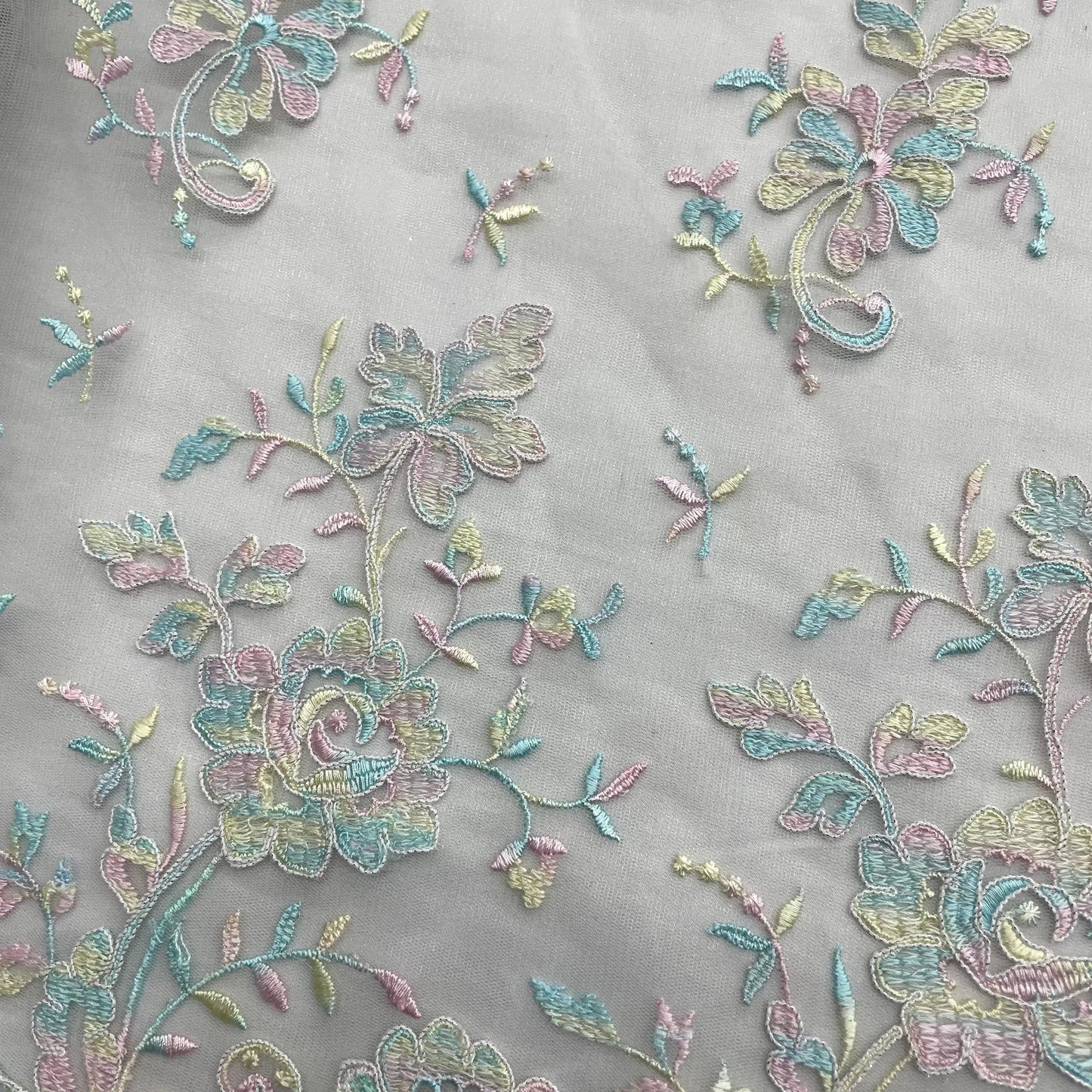 Corded Bridal Lace Fabric Embroidered on 100% Polyester Net Mesh | Lace USA - 97188W - Ladjyanoo