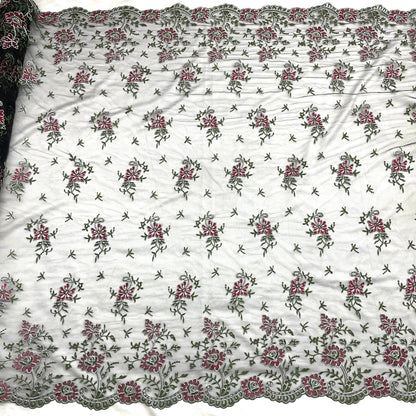 Corded Bridal Lace Fabric Embroidered on 100% Polyester Net Mesh | Lace USA - 97188W - Ladjyanoo